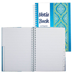 RNK-Verlag Notizbuch mit ABC Register Blue Orient DIN A5 liniert, mehrfarbig Hardcover 96 Seiten von RNK-Verlag