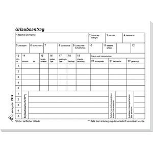 RNK-Verlag Urlaubsabwesenheitsmeldung Formularbücher 2914 von RNK-Verlag