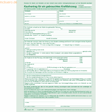 25 x RNK Kaufvertrag für ein gebrauchtes Kraftfahrzeug SD A4 6 Blatt von RNK