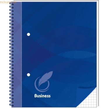 4 x RNK Spiral-Notizbuch Business A5 blau kariert 96 Blatt von RNK