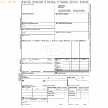 50 x RNK Vordruck Frachtbrief CMR A4 4-teilig selbstdurchschreibend von RNK