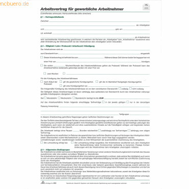 RNK Arbeitsvertrag für gewerbliche Arbeitnehmer A4 VE=10 Stück von RNK