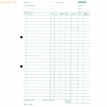 RNK Aufmaßblock Bau- und Handwerksformular A4 100 Blatt von RNK