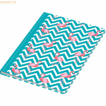 RNK Notizbuch A5 Flamingo blau dotted 96 Blatt von RNK