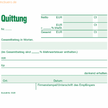 RNK Quittungsblock A6 50 Blatt von RNK