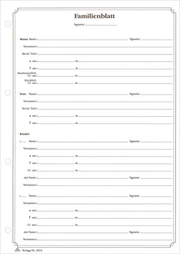 RNK Verlag 2834 - Familienblatt, 2 Seiten, DIN A4, mit 4-fach Ringbuchlochung, 10 Stück von RNK