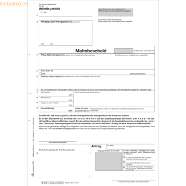 RNK Vordruck für den Mahn- und Vollstreckungsbescheid Arbeitsgericht V von RNK