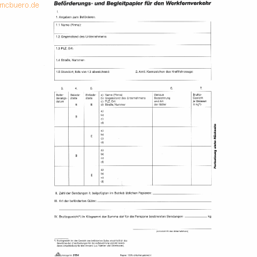 RNK Werkfernverkehrblock Beförderungs- und Begleitpapier A4 100 Blatt von RNK