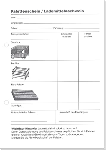 RNKVERLAG 2035 - Palettenschein/Lademittelnachweis -Block - SD, 4 x 25 Blatt, DIN A5, 1 Stück RNKVERLAG 2035 - Palettenschein/Lademittelnachweis -Block - SD, 4 x 25 Blatt, DIN A5, 1 Stück von RNKVERLAG