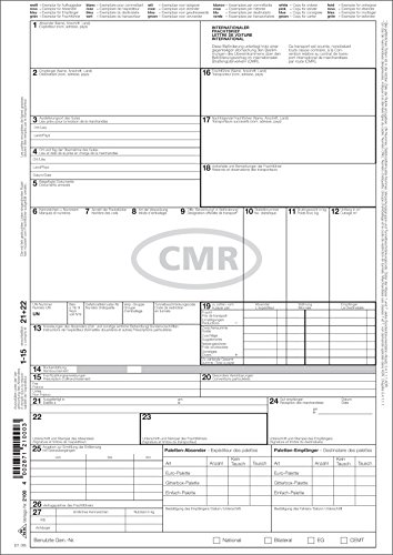 RNKVERLAG 2100 - Internationaler Frachtbrief (CMR) - SD, 1 x 4 Blatt, DIN A4, 50 Stück von RNKVERLAG