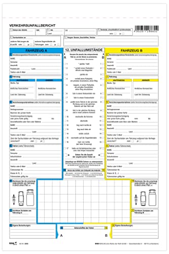 RNKVERLAG 2866 - Europäischer Verkehrsunfallbericht - SD, 1 x 2 Blatt, DIN A4, 25 Stück von RNKVERLAG