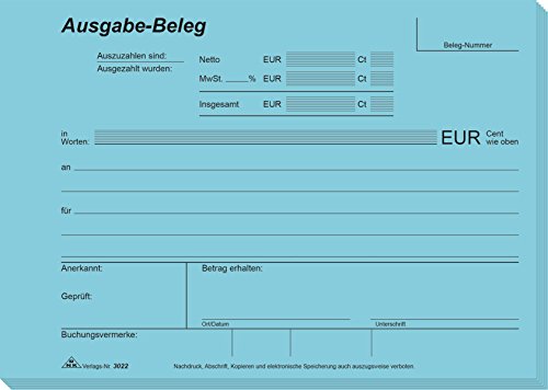 RNKVERLAG 3022 - Ausgabe Beleg, Block mit 2 x 50 Blatt, mit Durchschreibepapier, DIN A5 quer von RNKVERLAG