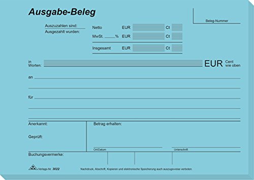 RNKVERLAG 3022 - Ausgabe Beleg, Block mit 2 x 50 Blatt, mit Durchschreibepapier, DIN A5 quer RNKVERLAG 3022 - Ausgabe Beleg, Block mit 2 x 50 Blatt, mit Durchschreibepapier, DIN A5 quer von RNKVERLAG