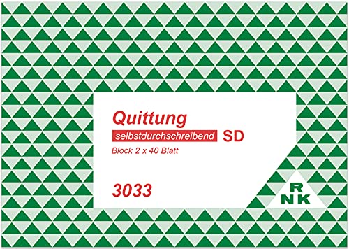 RNKVERLAG 3033 - Quittung mit gesondertem Mehrwertsteuerausweis, Block mit 2 x 40 Blatt, selbstdurchschreibend, DIN A6 quer von RNKVERLAG
