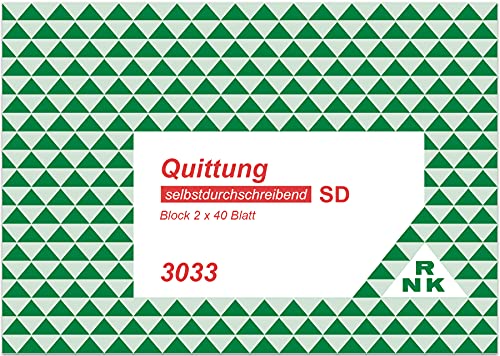 RNKVERLAG 3033 - Quittung mit gesondertem Mehrwertsteuerausweis, Block mit 2 x 40 Blatt, selbstdurchschreibend, DIN A6 quer RNKVERLAG 3033 - Quittung mit gesondertem Mehrwertsteuerausweis, Block mit 2 x 40 Blatt, selbstdurchschreibend, DIN A6 quer von RNKVERLAG