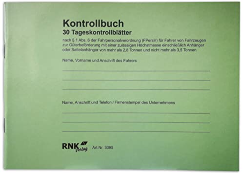 RNKVERLAG 3095 - Kontrollbuch mit 30 Tageskontrollblättern, 32 Blatt, nummeriert, DIN A5 quer von RNKVERLAG