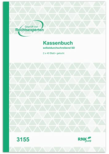 RNKVERLAG 3155 - Kassenblock mit 2 x 40 Blatt, mit Umsatzsteuererfassung, selbstdurchschreibend, DIN A4 von RNKVERLAG