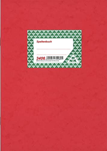 RNKVERLAG 3406 - Spaltenbuch mit 6 Spalten, 60 Seiten, DIN A4, rot / grau liniert, 1 Stück von RNKVERLAG