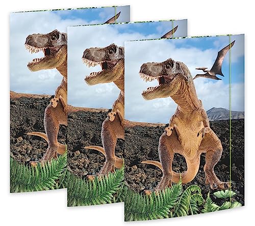 RNKVERLAG 45356-3 - Zeichenmappe T-REX 310 x 440 mm, 3 Stück, DIN A3, mit Gummizugverschluss von RNKVERLAG