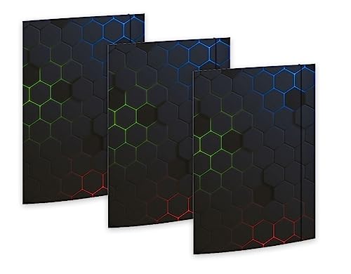 RNKVERLAG 46332-3 - Sammelmappe Hexagon 240 x 330 mm, 3 Stück, DIN A4, mit Gummizugverschluss von RNKVERLAG