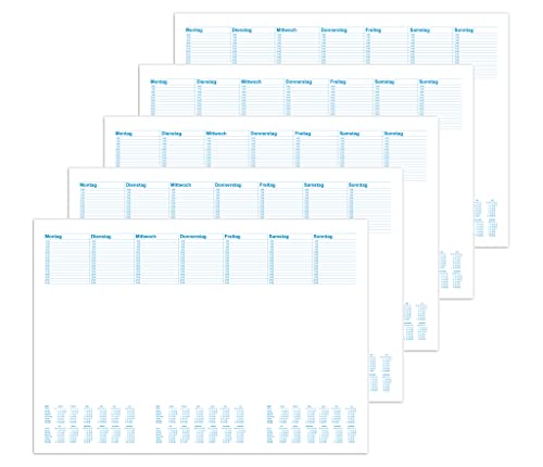 RNKVERLAG 46617-5 - Schreibtischunterlage Office, 600 x 420 mm, 5 Stück je 30 Blatt, mit Wochentagsfeldern, Blanko mit Kalendarium von RNKVERLAG