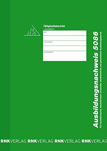 RNKVERLAG 5086 - Ausbildungsnachweis Block für alle Ausbildungsberufe, für monatliche Eintragungen, 1 Stück von RNKVERLAG