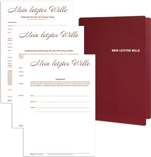 RNKVERLAG Testament "Mein letzter Wille" in einer hochwertigen Mappe für 1 Person inkl. Schreibbogen, Vollmacht und Anweisung für den Todesfall, 1 Stück RNKVERLAG Testament "Mein letzter Wille" in einer hochwertigen Mappe für 1 Person inkl. Schreibbogen, Vollmacht und Anweisung für den Todesfall, 1 Stück von RNKVERLAG