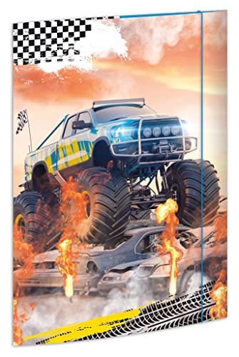 RNKVERLAG 45371 - Zeichenmappe Monster Truck 310 x 440 mm, Dokumentenmappe für DIN A3, mit Gummizugverschluss, 1 Stück von RNKVERLAG