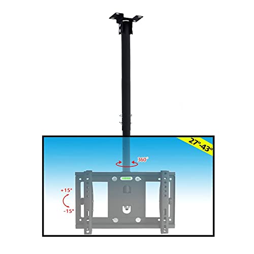 TV-Deckenhalterung, passend für 27-43-Zoll-LCD-Flachbildschirme und Gebogene Fernseher, höhenverstellbar, teleskopierbar, neig- und schwenkbar, max. VESA 200 x 200 mm (Größe: 3 m) von RNNYWDRQ
