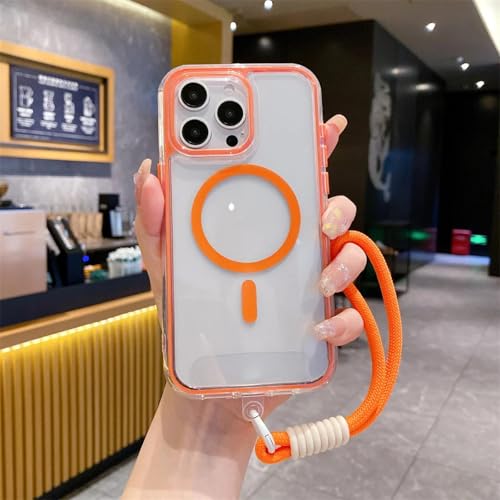 RNOZX Für iPhone 12, magnetisch, für transparente Airbag-Hülle, Handgelenksschlaufe (für iPhone 12/Orange) von RNOZX