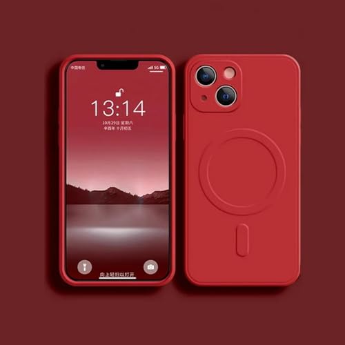 RNOZX Für iPhone 12 Pro Flüssigsilikon Stoßfeste Hülle Telefon Magnetische kabellose Ladeabdeckung (Für iPhone 12 Pro/Kamelienrot) von RNOZX