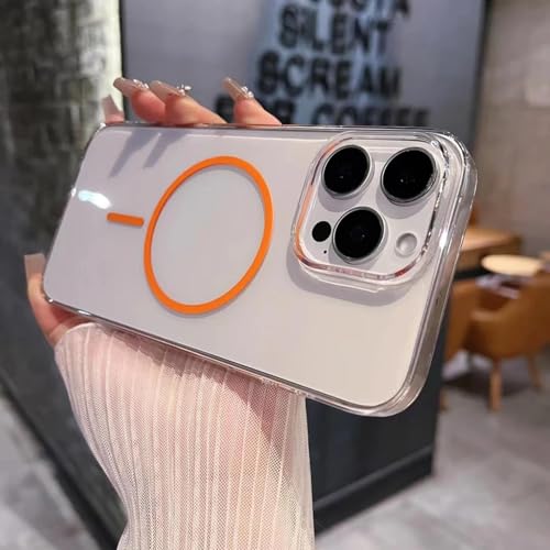 RNOZX Für iPhone 12 Pro Transparente, ultradünne Handyhülle Magnetische Abdeckung Harte Anti-Drop-Hüllen (Für iPhone 12 Pro/Klar Orange) von RNOZX