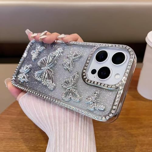 RNOZX Für iPhone 12 ProMax Butterfly Phone Case Gradient Glitter Cover Soft Plating Case (Für iPhone 12 ProMax/Splitter) von RNOZX