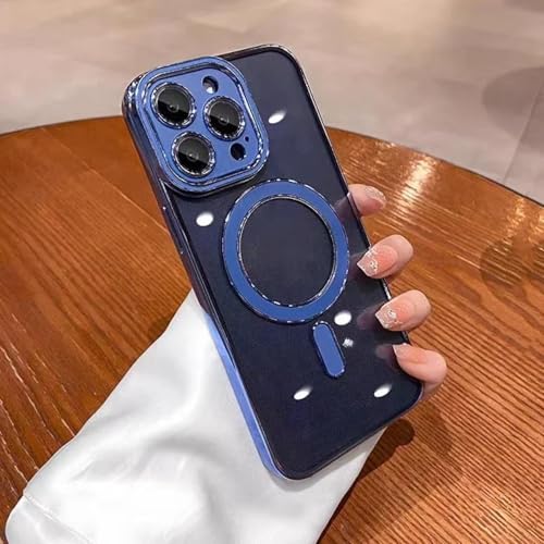 RNOZX Für iPhone 12 ProMax Kamerafolienschutzhülle Magnethülle Transparente weiche Hüllen (Für iPhone 12 ProMax/Blau) von RNOZX