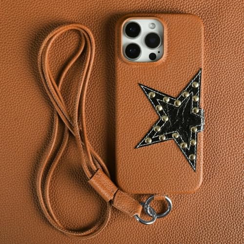 RNOZX Für iPhone 13 Pro Max Ledertasche mit Riemen und Umhängeband (für iPhone 13 Pro Max/Braun 6324) von RNOZX