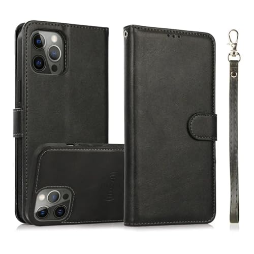 RNOZX Für iPhone 13Mini 2-in-1-Magnet-Flip-Leder-Brieftaschenhülle Kartensteckplatz Abnehmbare Abdeckung (Für iPhone 13Mini/schwarz) von RNOZX