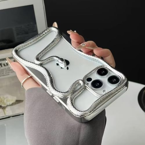 RNOZX Für iPhone 14 Hülle mit modischem Muster, luxuriöse Beschichtung, ausgehöhlte Abdeckung, transparente Abdeckung (für iPhone 14/Beschichtung Silber) von RNOZX