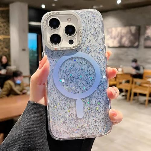 RNOZX Für iPhone 14 Pro Shining Flash-Telefonhüllen Magnetische Abdeckung Glitzer-Hartschale (Für iPhone 14 Pro/Blau) von RNOZX