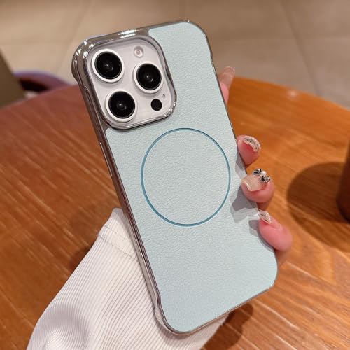 RNOZX Für iPhone 14 ProMax für ultradünne rahmenlose Hülle, Lederhülle mit Litschi-Muster (Für iPhone 14 ProMax/Blau) von RNOZX