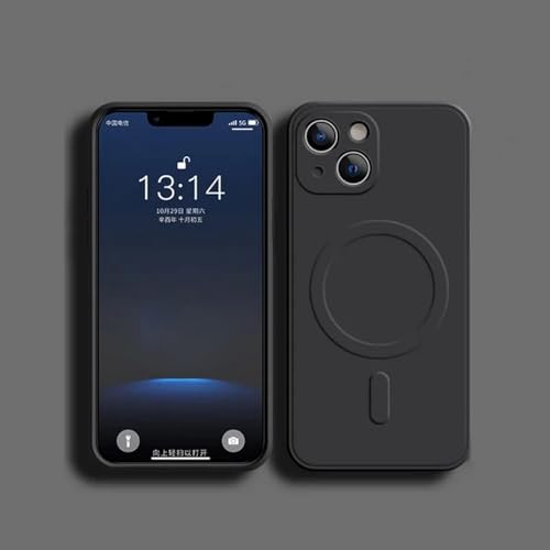 RNOZX Für iPhone 15 Plus Flüssigsilikon Stoßfeste Hülle Telefon Magnetische kabellose Ladeabdeckung (Für iPhone 15 Plus/Schwarz) von RNOZX