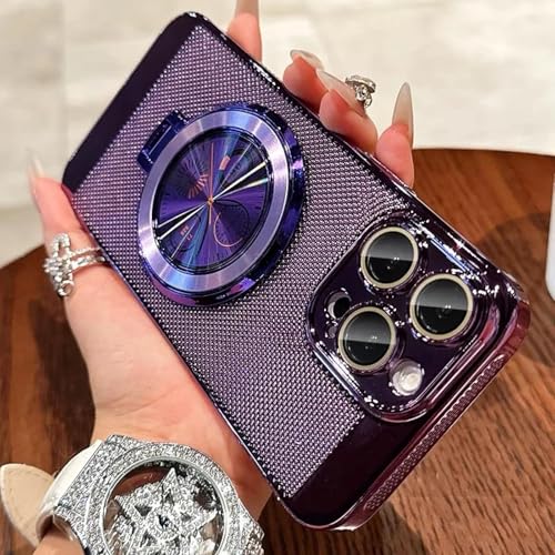 RNOZX Für iPhone 15 Plus Mechanisches Muster Faltständerabdeckung Wärmeableitungshülle für Mesh-Hülle (Für iPhone 15 Plus/Lila) von RNOZX
