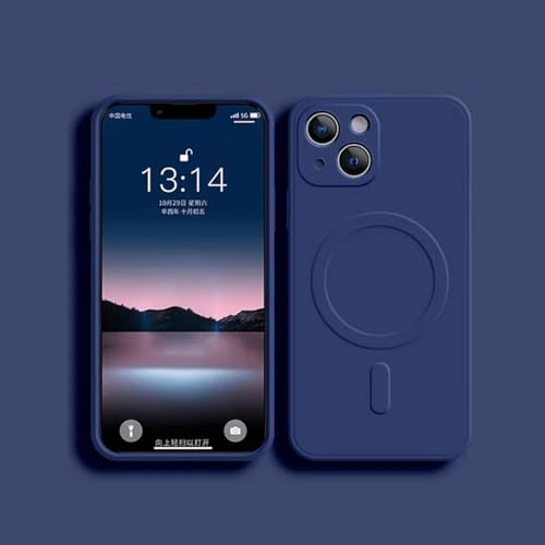 RNOZX Für iPhone 15 Pro Flüssigsilikon Stoßfeste Hülle Telefon Magnetische kabellose Ladeabdeckung (Für iPhone 15 Pro/Blau) von RNOZX