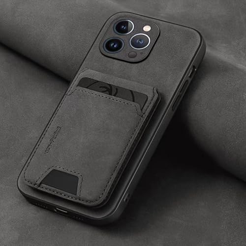 RNOZX Für iPhone 15 Pro Luxus-Leder-Brieftaschenhalter-Telefonhülle, luxuriöse, stoßfeste Hülle (für iPhone 15 Pro/Schwarz) von RNOZX