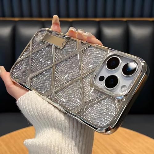 RNOZX Für iPhone 15 Pro unsichtbare Faltständerhalterung Wasserwelligkeit Glitzer Telefonschale Weiche Hülle (für iPhone 15 Pro/Splitter) von RNOZX