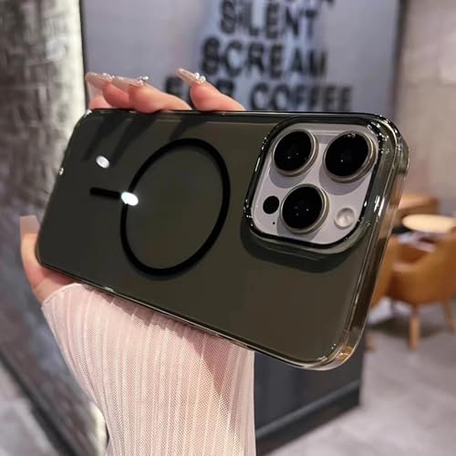 RNOZX Für iPhone 15 Transparente, ultradünne Handyhülle mit magnetischer Abdeckung, Harte Anti-Drop-Hüllen (Für iPhone 15/Vollschwarz) von RNOZX