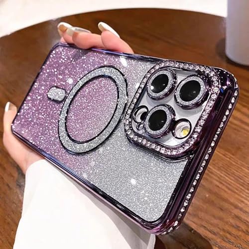 RNOZX Für iPhone 16 Gradient Glitter Case Charge Lens Film Cover (Für iPhone 16/Lila) von RNOZX