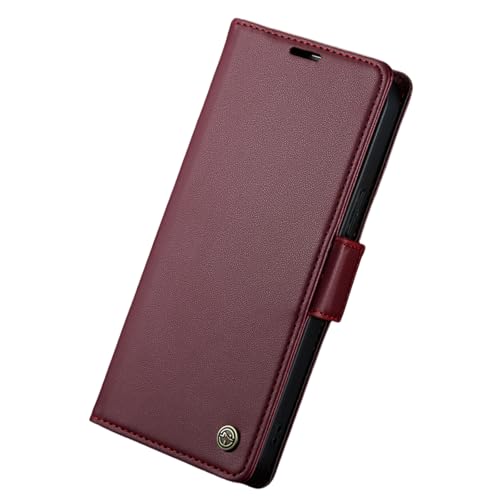 RNOZX Für iPhone 16 Kartenhalter Brieftaschenabdeckung Leder-Telefonhülle (Für iPhone 16/Claret) von RNOZX