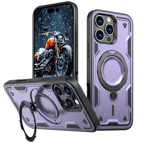 RNOZX Hülle für iPhone 16 Pro Max 15 Pro Max 14 Pro 13 12 Magnetisches Upgrade Drehbarer Ständerhalter Schutz Ständerabdeckungen (Für iPhone 15 Pro Max/Lila) von RNOZX