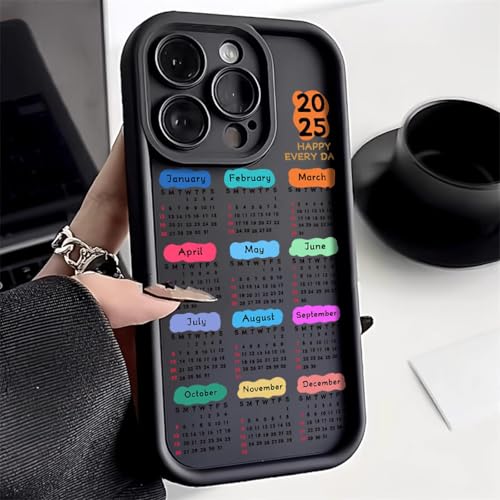 RNOZX Kalender-Telefonhülle für iPhone 16 Pro Hülle iPhone 13 11 12 14 15 Pro Max Xr Xs X 7 8 Plus Se Weiche TPU-Hülle (Für iPhone 8 Plus/Schwarz JU68) von RNOZX