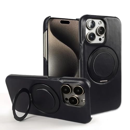 RNOZX Luxuriöse drehbare Lederhülle mit magnetischem Halter für das iPhone 15 Pro Max 16pro 14pro 13 12 11 mit Laderückseite (für iPhone 14Plus (6,7 Zoll)/Schwarz 5201) von RNOZX